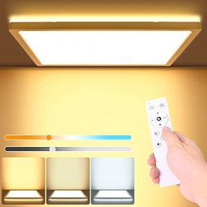 LEZOE Plafonnier LED Dimmable avec T&eacute;l&eacute;commande, 24W LED Plat Luminaire 2400lm, Temp&eacute;rature de Couleur 3000K-6000K, 2.5cm Ultra Fin Plafonnier Carr&eacute; 30cm pour Chambre, Salon, Salle de Bain, Cuisine (LEZOE, neuf)