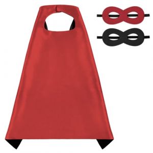 AUYAO Capes de Super H&eacute;ros pour Enfants, 2Pcs Capes et Masques de Super H&eacute;ros, Masque Super Heros, Costume de Super Habiller, Deguisement de Super H&eacute;ros Fille Gar&ccedil;on pour Cosplay, Halloween, Carnaval (Yadark, neuf)