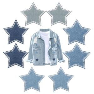 Lot de 8 Patchs Thermocollants Etoile, 2 Tailles, Ecussons &agrave; Coudre et Thermocollants pour Vestes, Jeans, Jupes, Chapeaux, Sacs (HUAKAIY, neuf)