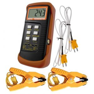 Thermomètre Numérique de type K Thermomètre à Thermocouple à Double Canal avec 2 Thermocouples et 2 Pinces Thermométriques, Plage de Mesure : -50 à 1300 °C (-58 à 2372 °F), Mesure à Haute Température (Milano Europe, neuf)