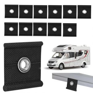 Lot de 12 &oelig;illets de Passepoil pour Rail de Passepoil 5/6 mm &ndash; 7/8 mm Crochet Passepoil&eacute; Auvent Haute R&eacute;sistance pour auvent de Tente Caravane, auvent, Tente de Camping (Noir) (ZENGSI, neuf)