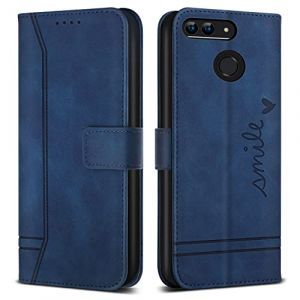 Bravoday Coque pour Huawei Honor 9 Lite/Huawei P Smart/Huawei Enjoy 7S, Etui Cuir avec Magnetique, Flip Pochette Housse pour Huawei Honor 9 Lite/Huawei P Smart Protection, Bleu (Bravoday, neuf)