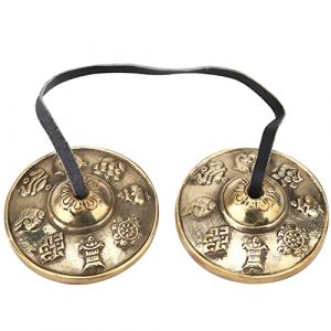 Cloche Tib&eacute;taine de M&eacute;ditation Instrument de Percussion Temple Bouddhiste Sonor en Laiton Taill&eacute; &agrave; la Main M&eacute;ditation Tib&eacute;taine Cloche Artisanale 2.6in / 6.5cm(#1) (Simangy, neuf)