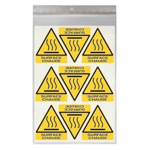 18 Stickers DANGER SURFACE CHAUDE W017 - Taille 4,5 x 5 cm - Lot de 18 &eacute;tiquettes de signalisation en vinyle autocollant (Eticr&eacute;a, neuf)