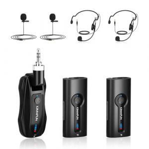 KIMAFUN Micro Serre-t&ecirc;te et Cravate sans Fil 2.4G pour 2 Personnes, Microphone Lavalier sans Fil pour l'enseignement en Classe, R&eacute;union, Entretien, Discours, S&eacute;minaire, KM-G70 (2TX+1RX) (MICWANT-EU, neuf)