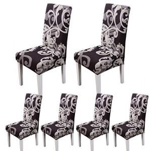 ARNTY Housses de Chaise de Salle &agrave; Manger,Moderne &Eacute;lastique Couverture de Chaise Durable Housse Chaise Extensible pour D&eacute;coration de Mariage,H&ocirc;tel,Restaurant (Motif de Fleur, 6 Pi&egrave;ces) (ARNTY, neuf)