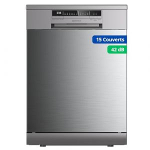 GEDTECH Lave-vaisselle GLV1542IX 15cv - Tiroir à couverts – 42 dB - Ultra silencieux - Départ Différé - Eco - Intensif - Rapide – Faible conso - Classe C - Inox - Protection enfant (THE BEST PRICE, neuf)