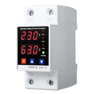 DEWIN Régulateur de Tension, Stabilisateur de Tension 40A AC220V 2P Rail Din Réglable Surtension Dispositif de Protection Sous-tension Relais de Protection (Dewinshop, neuf)