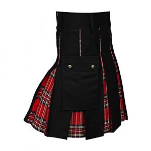 Kendo Kilt écossais couleur écossaise médiévale plissée tartan irlandais vintage jupe traditionnelle écossaise steampunk vêtements gothique fashion kendo kilt, rouge, M (Aigdgoog, neuf)