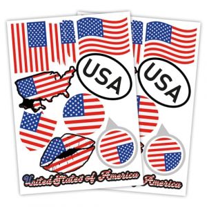 Finest Folia Lot de 2 autocollants A4 drapeau de pays autocollant de drapeau de pays pour voiture moto sticker drapeau de pays autocollant auto-adh&eacute;sif r&eacute;sistant aux intemp&eacute;ries R217 (64 USA) (Finest-Folia, neuf)