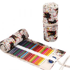 UZEYAX 48 Trous &Eacute;tui &agrave; Crayons Enroul&eacute;, Enveloppe de Crayon, Sac &agrave; Crayon Enroulable, Trousse Enroulable Art - Trousse &agrave; Crayons Enroulable &agrave; 48 Compartiments, pour Dessin, Coloriage et Croquis (LMINGMING, neuf)