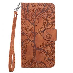 Aisenth Coque pour iPhone 6 Plus/iPhone 6S Plus, Arbre de Vie Papillon Motif Housse Case en Cuir PU &agrave; Rabat, Portefeuille &Eacute;tui de Protection avec Fentes pour Cartes, Fonction de Support, Brun (Aisensi, neuf)