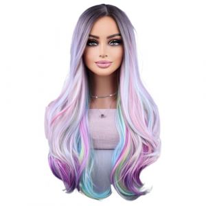 Perruque Femme Perruque arc-en-ciel colorée dans la perruque du festival(YS1068CAISE_26INCHES) (Jian Yi Shang Mao, neuf)