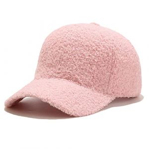 Avilego Casquette de baseball d'hiver pour femme en laine d'agneau de couleur unie pour voyage en plein air, A Rose, Taille unique (hubeiningpinghuishangmaoyouxiangongsi, neuf)