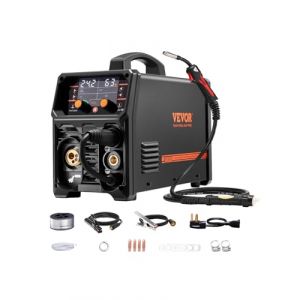 VEVOR Poste &agrave; Souder MIG, 200 A, Machine de Soudage Synergique Soudeuse Portable Multi-processus MIG sans Gaz au Gaz MMA Lift TIG 4 en 1 Soudeur Puissant avec Technologie Onduleur IGBT, &Eacute;cran LCD (VEVOR Direct Store FR, neuf)