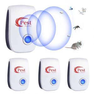 Ultrason Anti Moustique, 4 pcs Répulsif Ultrason Anti-Rongeurs Insectes, Ultrason Souris et Rats, Intérieur Répulsif Électronique Insectes pour Souris, Rats Fourmis Araignées Moustiques (EU Chuenyuan, neuf)
