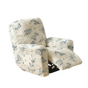 Ebeta Housse de Fauteuil Relax Doux Extensible, 4 Pi&egrave;ce Housse de Canap&eacute; Antid&eacute;rapante avec Poche Lat&eacute;rale, Protege de Meubles Lavable Housse de Fauteuil &agrave; Oreilles (Papillon Bleu) (Ebeta, neuf)