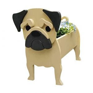 Sempoda Pot de fleurs en forme de chien en PVC pour int&eacute;rieur et ext&eacute;rieur (carlin) (nuliso, neuf)