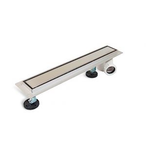 BALNEO Caniveau de Douche, Caniveau de 80cm en Acier Inoxydable, avec Siphon Latéral, Kit Complet, Caniveau de Douche des Deux Côtés avec Panneau ou sous Plaque, Caniveau Latéral 2en1 (BALNEO, neuf)