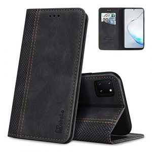 AKABEILA Coque Samsung Note 10 Lite, &eacute;tui Samsung Note 10 Lite, Housse en Cuir Compatible pour Samsung Galaxy Note 10 Lite Etui Portefeuille Emplacements Cartes Folio Stand Holster, Noir (AKABEILA, neuf)