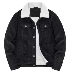 Veste de camionneur en velours c&ocirc;tel&eacute; pour homme, vestes en velours c&ocirc;tel&eacute; vintage, vestes de camionneur d&eacute;contract&eacute;es &agrave; revers boutonn&eacute;es, manteaux d'hiver chauds &eacute;paissis, Noir , L (SINSET, neuf)