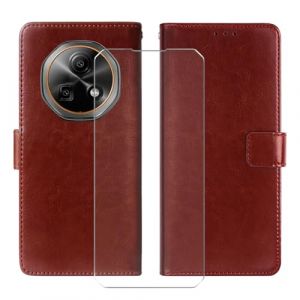 KJYFOANI Coque pour Doogee Fire 5 (6.60"), Verre Tremp&eacute; Protecteur Ecran, Fonction Stand &agrave; Rabat Porte-Monnaie Cover et Flip Silicone Housse Etui pour Doogee Fire 5 - Brown (KuangHuanHuan, neuf)