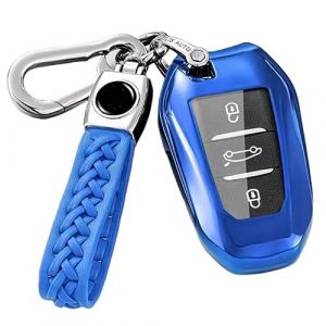 【5 Couleurs】 Z.MYUKI Neuer Grandland X Coque clé avec Porte Clef pour Opel Neuer Grandland X 2017-2022 2023 Accessoire Original Protection clé (Bleu) (Z.MYUKI-EU, neuf)