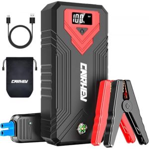 CARHEV Booster Batterie Voiture 4000A, D&eacute;marreur de Voiture (Jusqu&rsquo;&agrave; 8.0L Essence & 8.0L Diesel), 12V Car Jump Starter avec Pinces de S&ucirc;ret&eacute; Intelligentes, Lumi&egrave;re LED &agrave; 3 Modes (Hooice Store, neuf)
