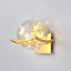 YBIOK Applique Murale Globe D'int&eacute;rieur, Applique Murale 3000K Avec Abat-jour Boule De Verre Pour Chevet, Chambre &Agrave; Coucher, Porche, Salle De Bain, Vanit&eacute;, D&eacute;coration De La Maison, Appliques (XIYANGYANGBAIHUO, neuf)