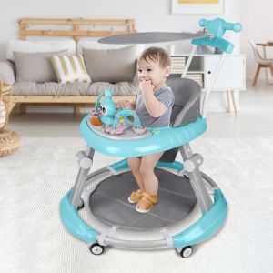 OHMG 3 en 1 Trotteur Bebe Evolutif Filles & Gar&ccedil;ons,Trotteurs Marche Bebe avec Roue Universelle et Hauteur r&eacute;glable,Pliant Trotteur pour 6-18 Mois,jumperoo bebe,jusqu'&agrave; 12 kg (jusiZL, neuf)