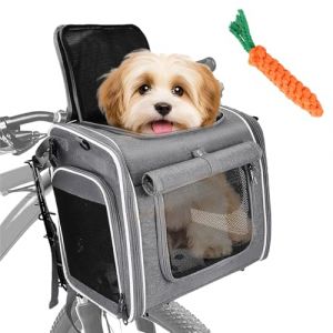 Panier de v&eacute;lo Avant pour Chien 4 en 1,Panier de v&eacute;lo pour chienavec 4 Portes Ouvertes, 4 fen&ecirc;tres en Maille, Extensible jusqu'&agrave; 8 kg,- avec Coussin,Imperm&eacute;able, Sac &agrave; Dos de Transport pour Petits (emeraldp, neuf)