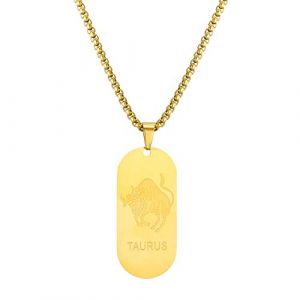 AFSTALR Collier Signe Astrologique Taureau Pendentif Or Zodiaque Collier Cadeau de Noël Hommes (AFSTALR, neuf)