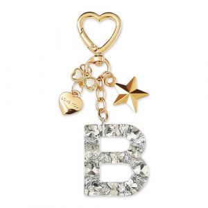 ZVRSUA Nom Lettre Initiale Porte-cl&eacute;s avec Papillon &Eacute;toile pour Adolescentes et Filles et Femmes，Alphabet Initial Keyring pour Portefeuilles Sac &agrave; Main Charme， Letter Keychains (Argent lettre B) (SENBAODZ, neuf)