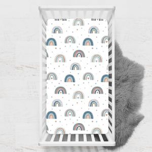 Odot Drap Housse pour Lit de B&eacute;b&eacute;, Impression de Arc-en-ciel Draps Housses Enfants Respirant Douce Extensible Prot&egrave;ge Matelas pour Lit B&eacute;b&eacute;, Berceau, Lit Parapluie (blanc 2,45x90 cm) (Odot, neuf)