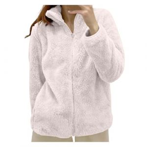veste pilou pilou femme sans capuche basic manteau hiver chaud polaire avec fermeture Éclair manteaux femme d'hiver grande taille avec poches haut thermique manche longue col montant (Purple, XL) (FATUS, neuf)