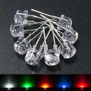 MASUNN 20Pcs 8Mm Chapeau De Paille Bleu Vert Jaune Rouge LED Eau Clair Diodes &Eacute;lectroluminescentes Lampe - Jaune (MASUNN, neuf)