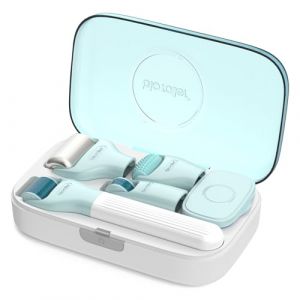 P-Beauty Rouleau à micro-aiguilles avec 9 embouts – Appareil de biomassage pour traitement des cicatrices, mésothérapie, massage, soins de la peau, soin du visage – Anti-âge visage, corps et cuir (p-beauty, neuf)
