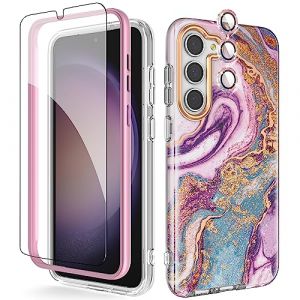 Chvelop Coque pour Samsung Galaxy S23 Plus, 4 en1 Paillette Cam&eacute;ra Protection & Verre Tremp&eacute; & Bumper, Coque pour Galaxy S23 Plus avec Paillettes, Brillant, Antichoc, Meteor Shower Violet (Chvelop, neuf)