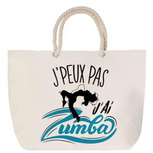 Sac de plage anse corde Zumba Moderne J'peux pas | Cadeau Passionné Anniversaire Noël Toile de Coton Grand Sac de Transport & Sport (PLANETEE, neuf)