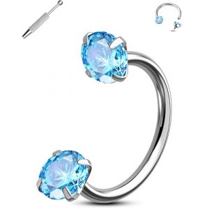 Jewseen Fer &Agrave; Cheval Nez Anneau Titane Tragus Boucle D'oreille Cercles Double GeMMe L&egrave;vre Piercing Bijoux 20G Fer &Agrave; Cheval Septum Anneau Interne Filet&eacute; Boucle D'oreille De Cartilage 7MM (Jewseen Jewelry, neuf)