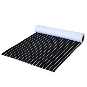 OSLEN Tapis de Sol Bateau Tapis Mousse Teck Imitation EVA 240 * 90 * 0.6cm Tapis Antidérapant Auto-adhésif pour Bateaux, Yachts, Caravane,Véhicules Récréatifs, Sols de Jardin (Noir sur Blanc) (LIGHTHOUSE TRADING, neuf)