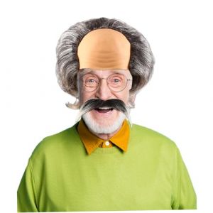 Costume de vieil homme, vieil homme costume Halloween Costumes Wig et Fake Beard for Cosplay Dress Up Carnival Halloween Party (ENSHISHIKAKUGEDIANZISHANGWUYOUXIANGONGSI, neuf)