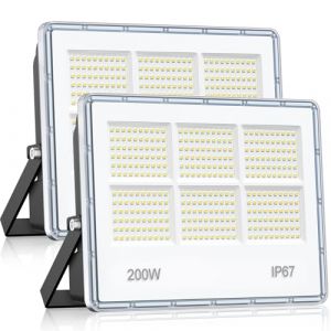 200W Projecteur LED Ext&eacute;rieur - 2 PACK 20000LM 360 LEDs Super Luminoso Bianco Spot LED Ext&eacute;rieur, Eclairage Exterieur &Eacute;tanche IP67, 7000k Blanc Froid Lampe Exterieur pour Garage, Cour, Rue, Stade (jintenger, neuf)