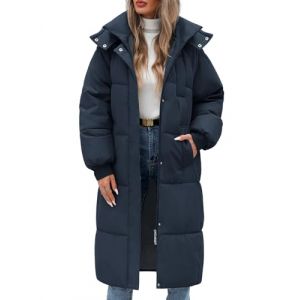 Vancavoo Doudoune Femme Longue Manteaux &agrave; Capuche Hiver Matelass&eacute;e &Eacute;paisse Veste Chaude Parka Blouson Outercoat avec Zipp&eacute;,Bleu marine,L (XT-Direct, neuf)