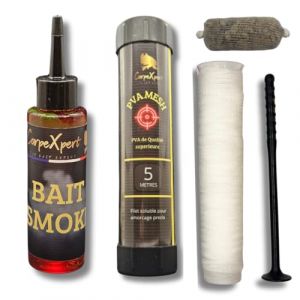 CarpeXpert – Lot de Filet PVA Soluble & Bait Smoke Rouge – Kit d’Amorçage Premium pour Pêche à la Carpe – Filet de 37mm x 5m - Dissolution Rapide et Attraction Maximale (CarpeXpert, neuf)