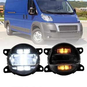Feu antibrouillard LED DRL Feux diurnes pour Fiat Ducato Peug.eot Boxer Citr.oen Jumpy 02-2006 Pare-chocs avant Réflecteurs de feux antibrouillard Assemblage Clignotants DLR Feu de position fumé (Nslumo Autolight, neuf)
