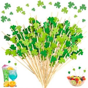 CIYIN 100 Pi&egrave;ces Cocktail Sticks, Brochettes Cocktails, 12cm Brochette de Fruits, Cocktail Toothpicks, pour Fingerfood, D&eacute;co Cocktail, Deco Saint Patrick (XIUZAO, neuf)