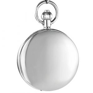 Ogle Montre de poche, style montre à gousset, étanche, effet miroir, cadran noir, remontage automatique, mécanisme automatique squelette, avec chaîne (leishengdau, neuf)