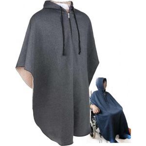 Couverture chaude pour fauteuil roulant &ndash; Cape d'hiver avec manches et poche, cape &agrave; capuche en polaire pour adultes &acirc;g&eacute;s (yilulvdeng, neuf)