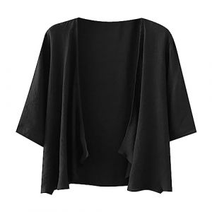 Cardigan Femme Ete Leger Bolero Mousseline Grande Taille Bol&eacute;ro Rafraichissant Gilet Respirant Manteau Manches Courtes Manteaux Courte V&ecirc;tements D&eacute;contract&eacute;s Cardigan Ouverte Devant Loungewear (Weiwei's small shop, neuf)